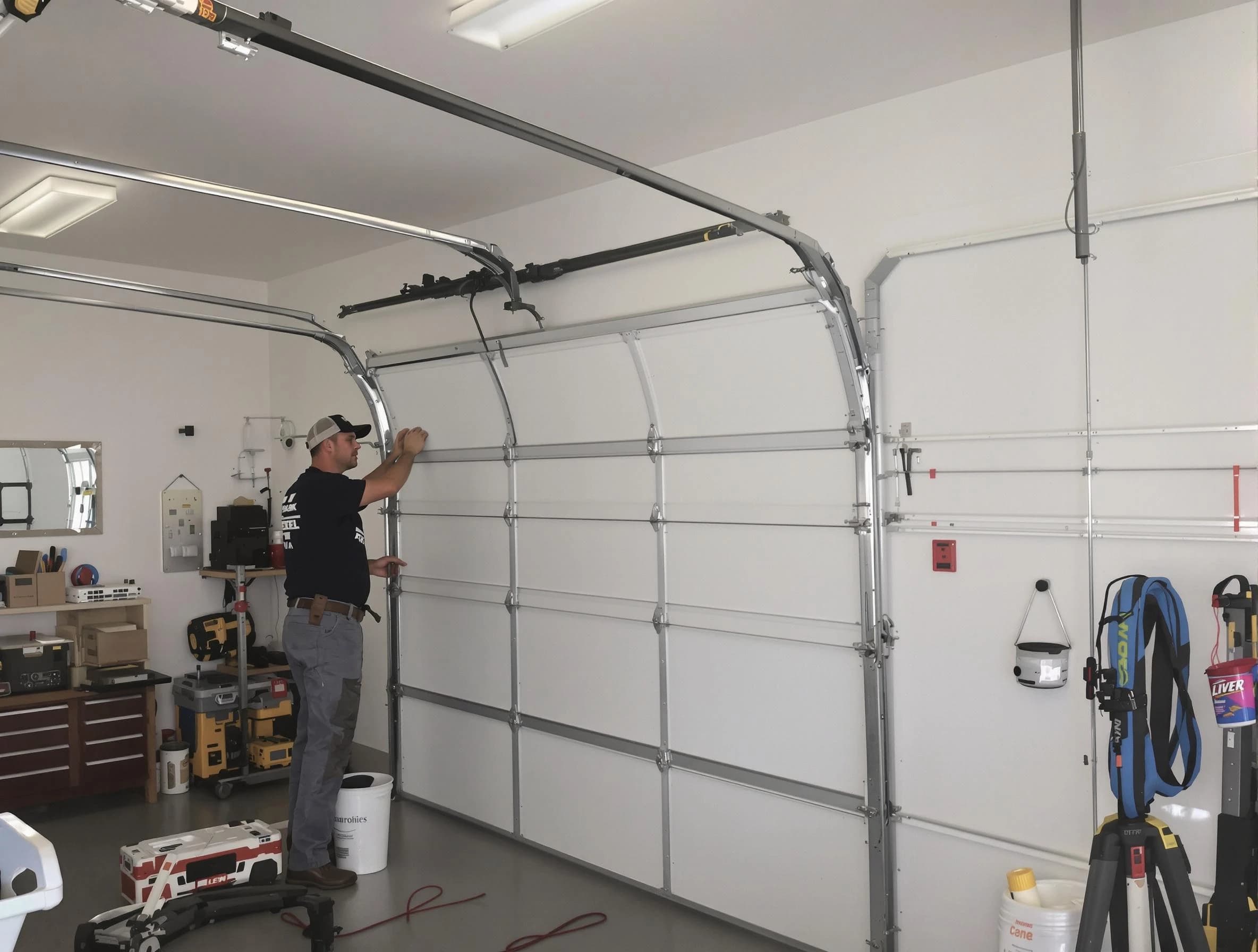 Arlington Garage Door Repair team installing new garage door in Arlington