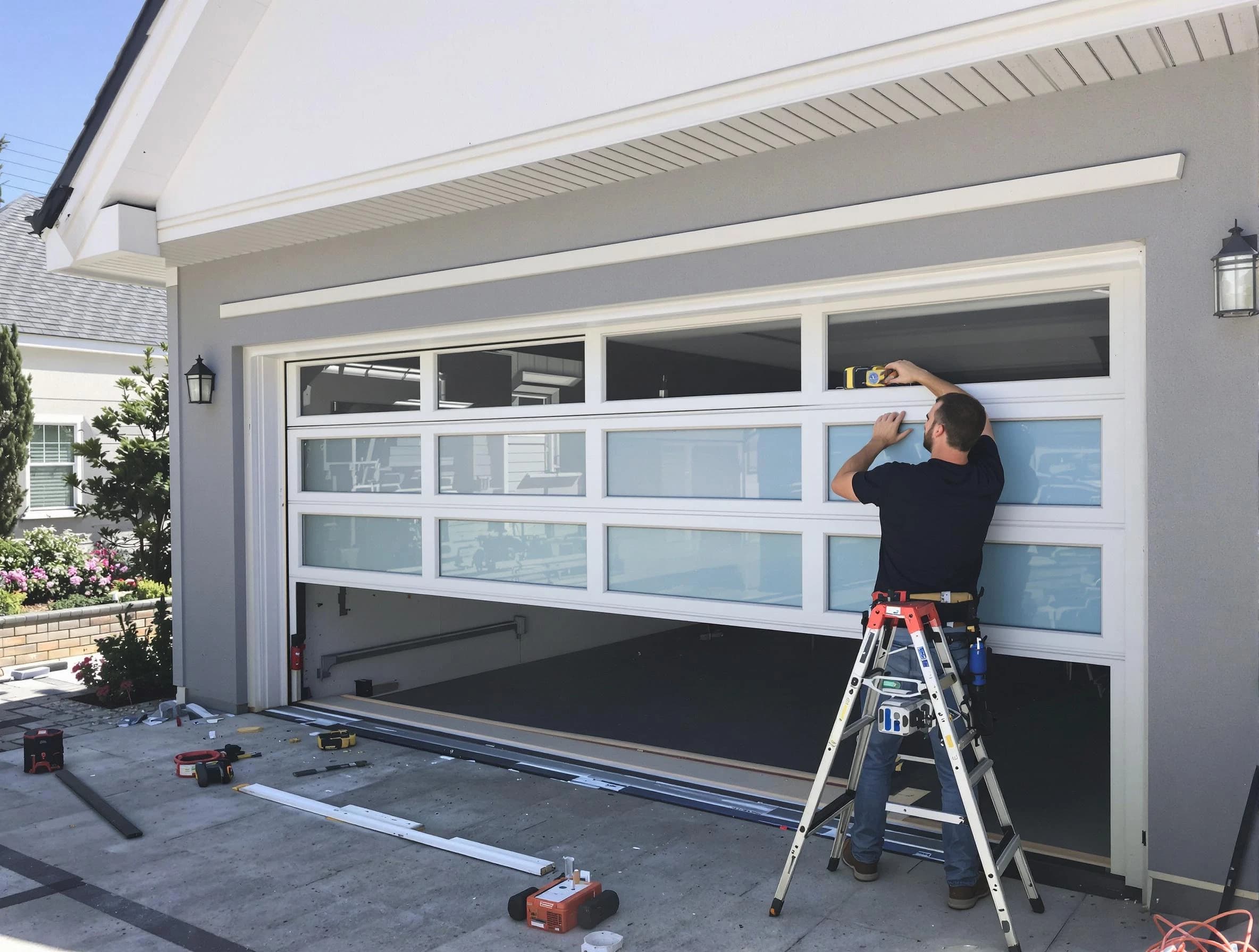 Arlington Garage Door Repair team performing garage door replacement in Arlington
