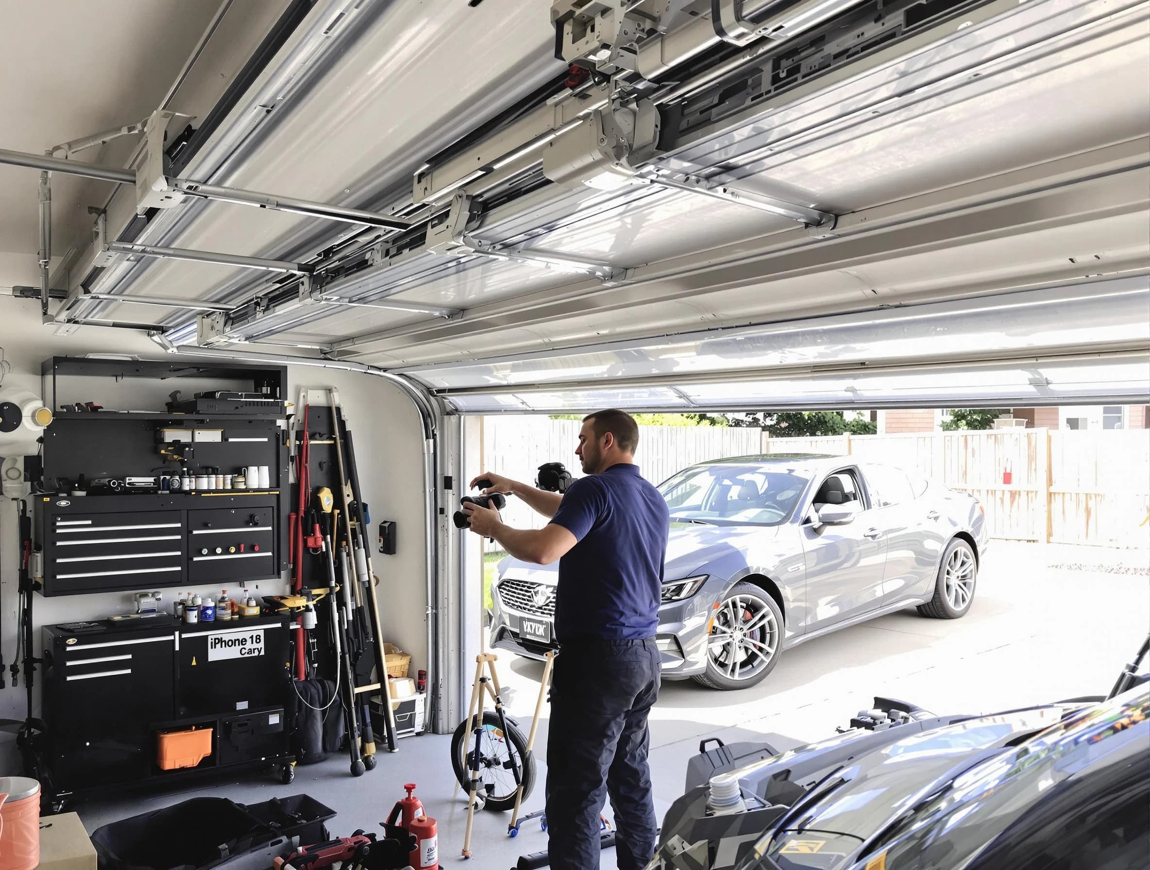 Arlington Garage Door Repair technician fixing noisy garage door in Arlington
