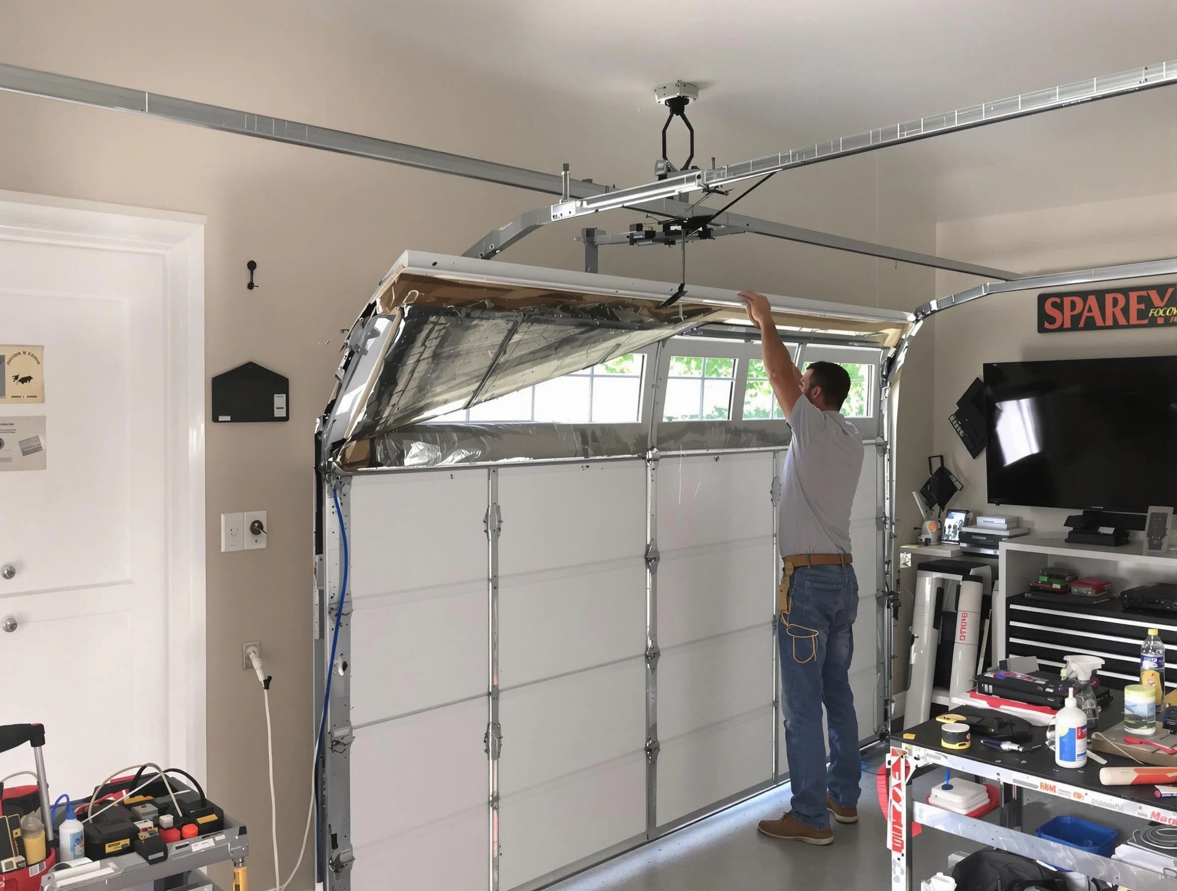 Garage door section replacement by Arlington Garage Door Repair in Arlington