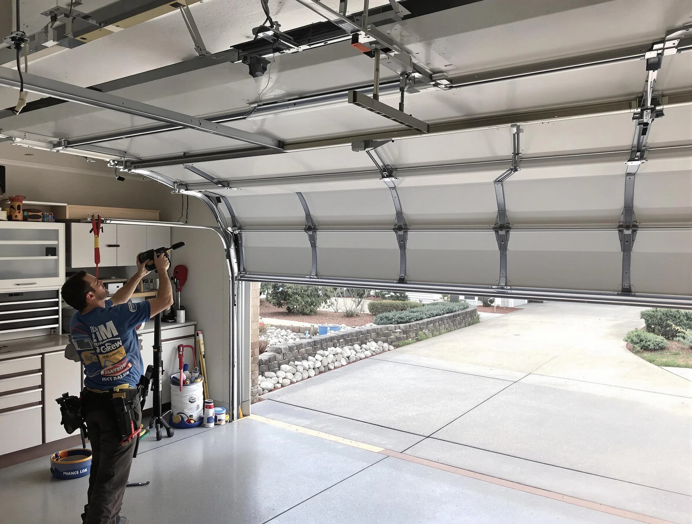 Garage door track repair service by Arlington Garage Door Repair in Arlington