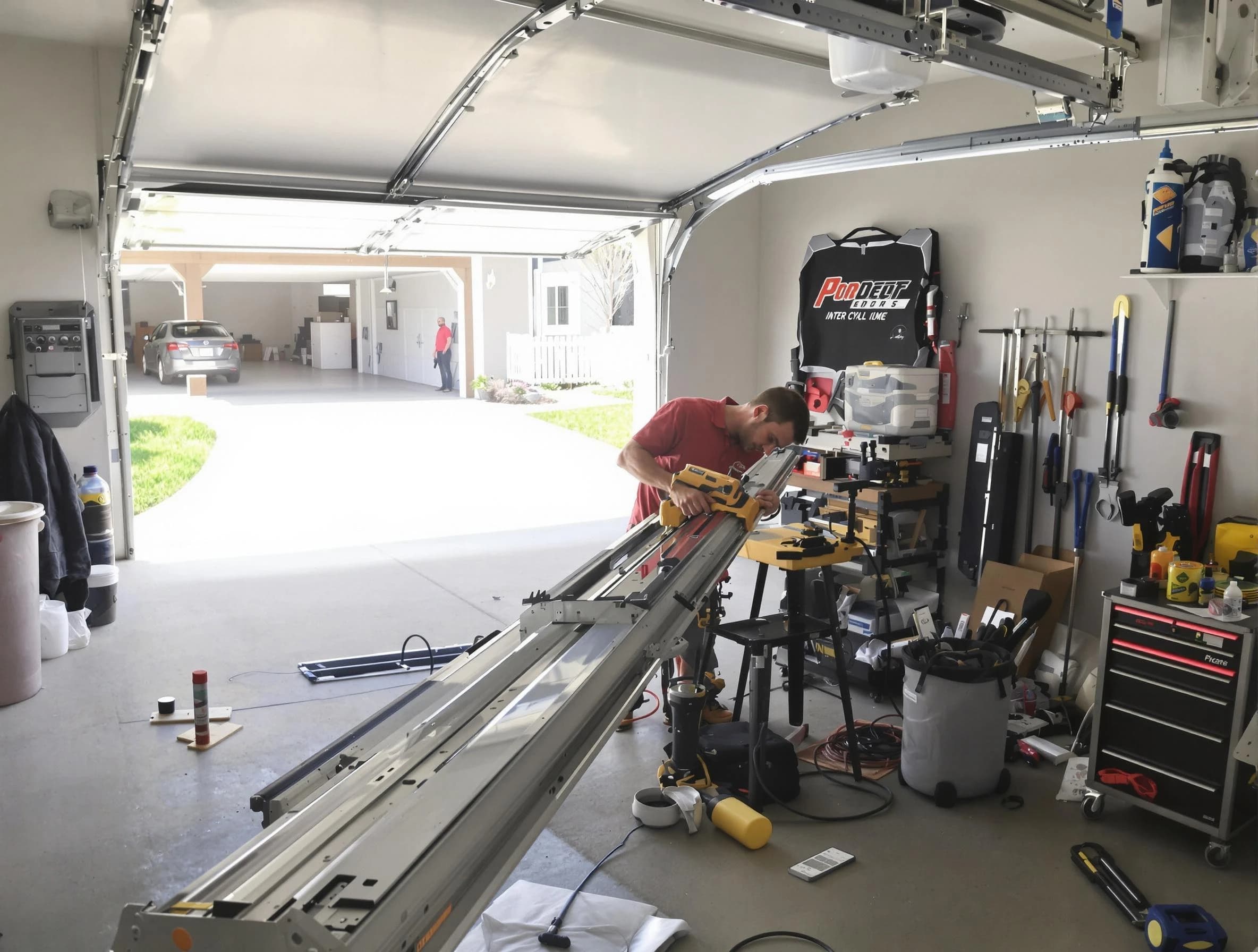 Arlington Garage Door Repair expert performing track repair in Arlington
