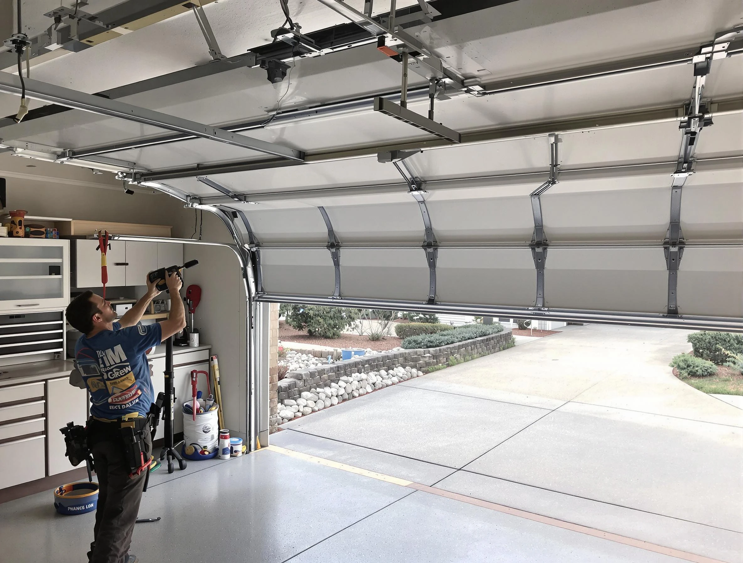 Garage door track repair service by Arlington Garage Door Repair in Arlington